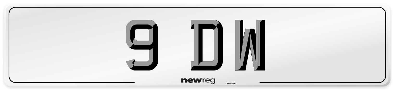 9 DW Number Plate from New Reg